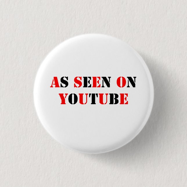Text-As seen On Youtube- -Red/Black Pinback Button (Front)