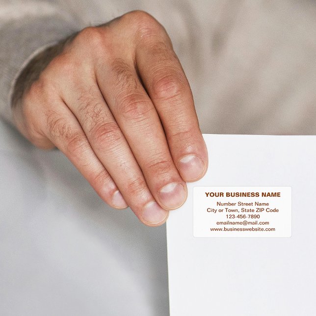 Text Based Business Brand in Brown on Address Label (Address label with your business brand in brown plain text)