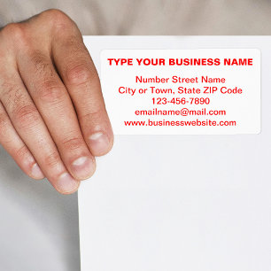 Text Based Business Brand in Red on Shipping Label