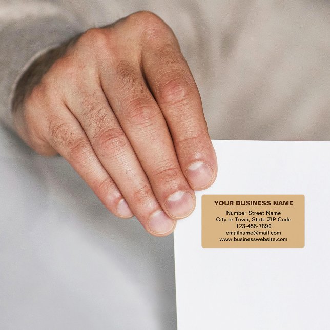 Text Based Business Brand on Light Brown Address Label (Light brown address label with your business brand in plain text)
