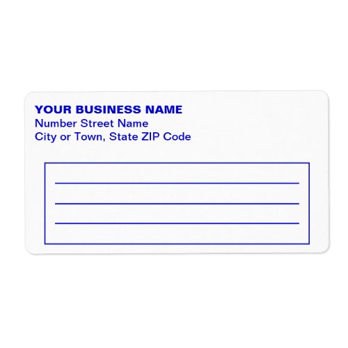 Text Based in Blue Business Shipping Label