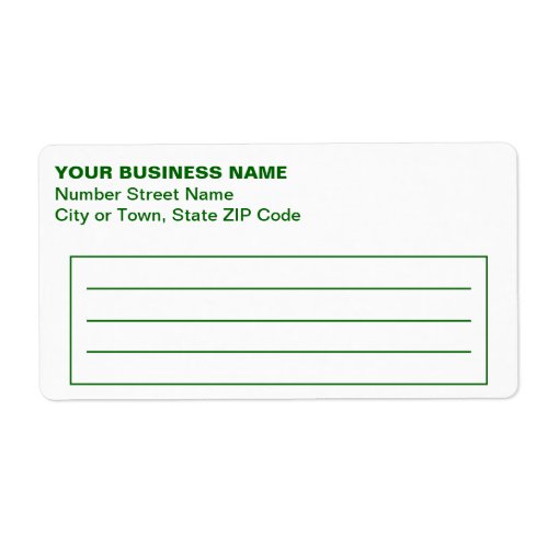 Text Based in Green Business Shipping Label
