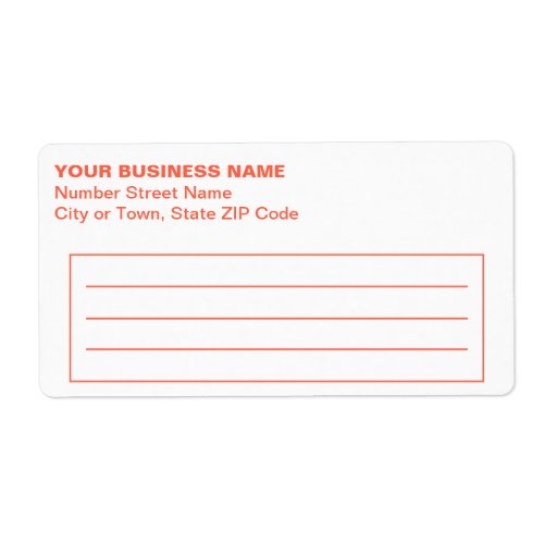Text Based in Orange Business Shipping Label