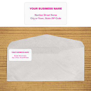 Text Based in Pink Business Address Label