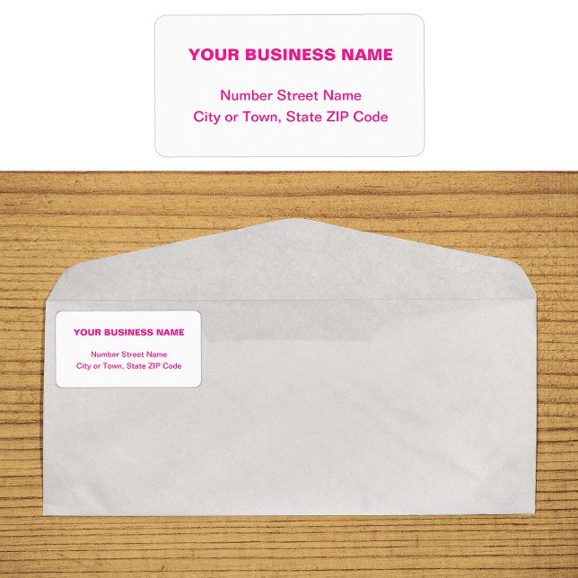 Text Based in Pink Business Address Label (Business address label in pink plain text)