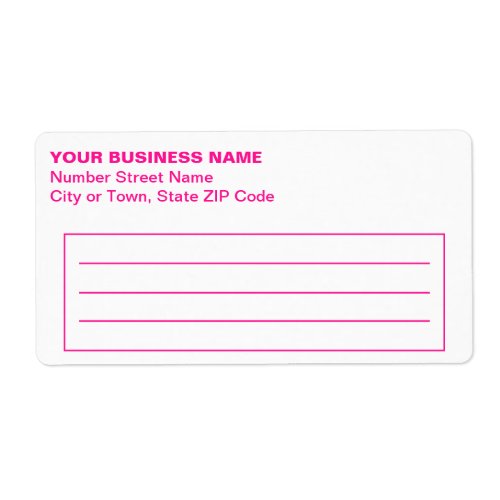 Text Based in Pink Business Shipping Label