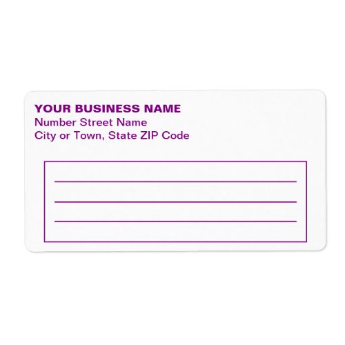 Text Based in Purple Business Shipping Label