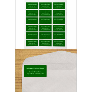 Text-Based Monochrome Green Business Address Label