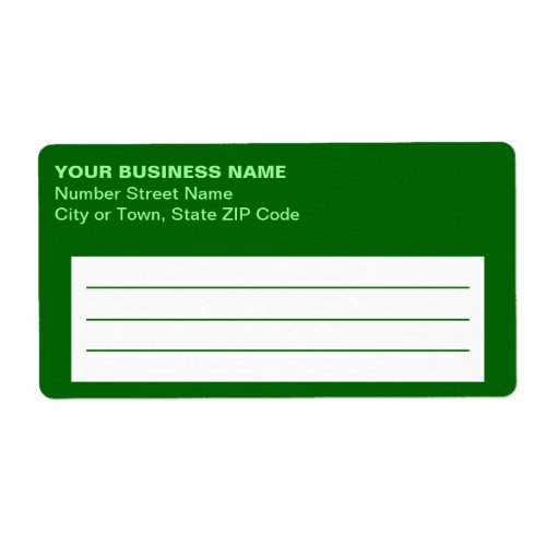 Text Based Monochrome Green Business Shipping Label
