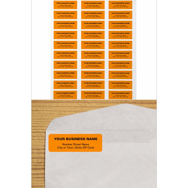 Text-Based Orange Business Return Address Label (Creator Uploaded)