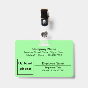 Text Based W/ Employee Photo Rectangle Light Green Badge