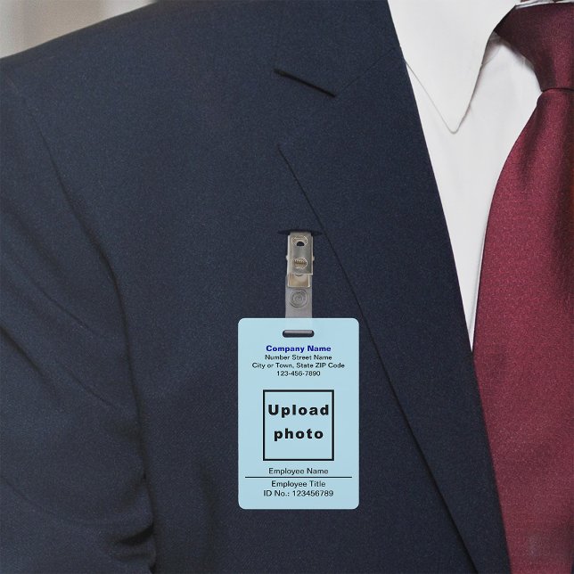 Text Based With Employee Photo Light Blue Badge (Light blue company badge)
