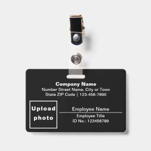 Text Based With Employee Photo Rectangle Black Badge