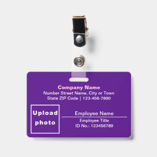Text Based With Employee Photo Rectangle Purple Badge