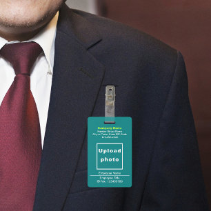 Text-Based With Employee Photo Teal Green Badge