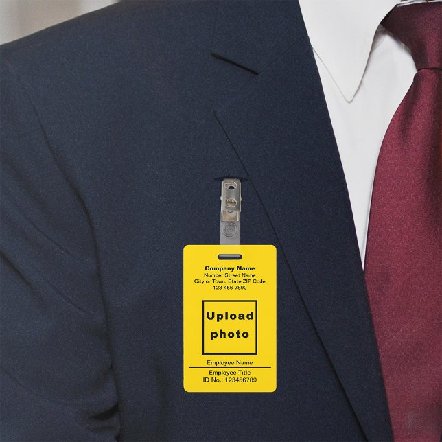 Text Based With Employee Photo Yellow Badge (Yellow company badge)