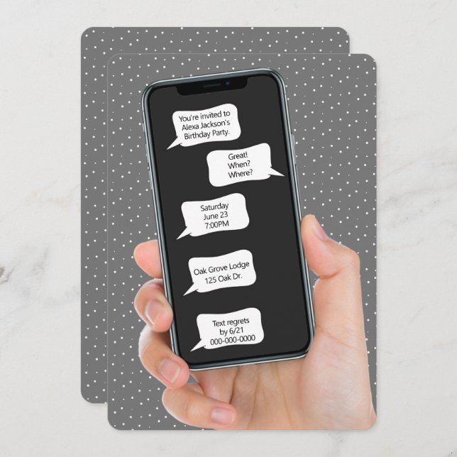 Text Bubbles for Birthday Party Invite (Front/Back)