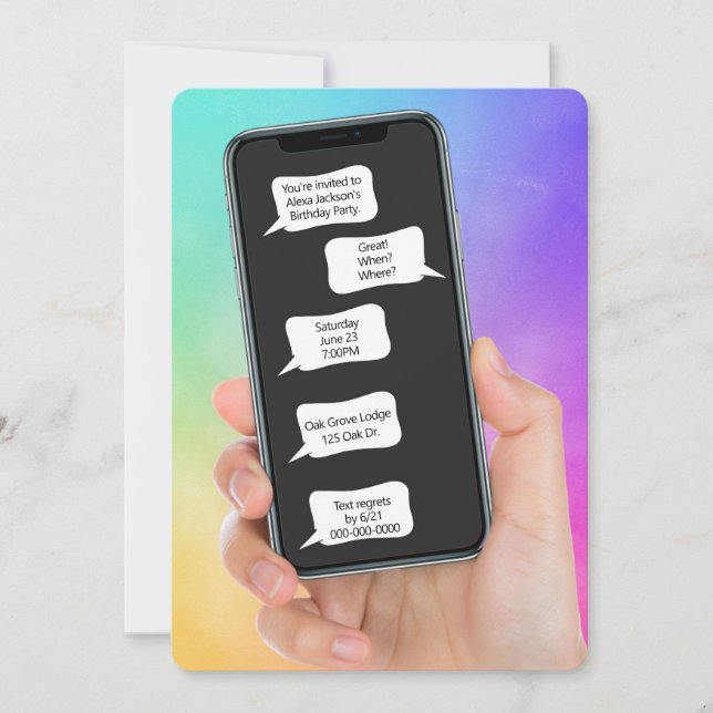 Text Bubbles for Birthday Party Invite (Front)