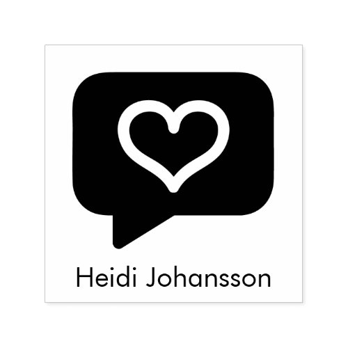 Text Chat Bubble with Custom Name  Heart Self_inking Stamp