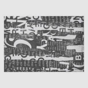 Text Collage Art Decoupage or Tissue Paper