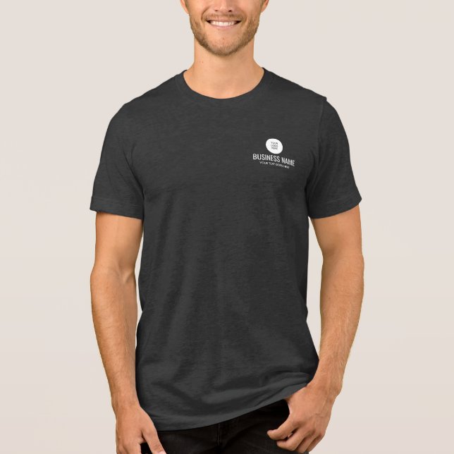Text Company Logo Template Mens Charcoal Black Tri-Blend Shirt (Front)