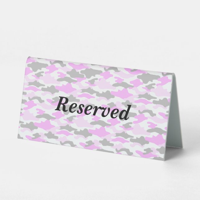 Text Custom Camouflage (Pink) Table Tent Sign (Front)