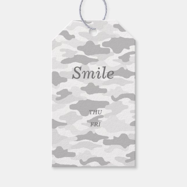 Text custom camouflage (white) gift tag (Front)