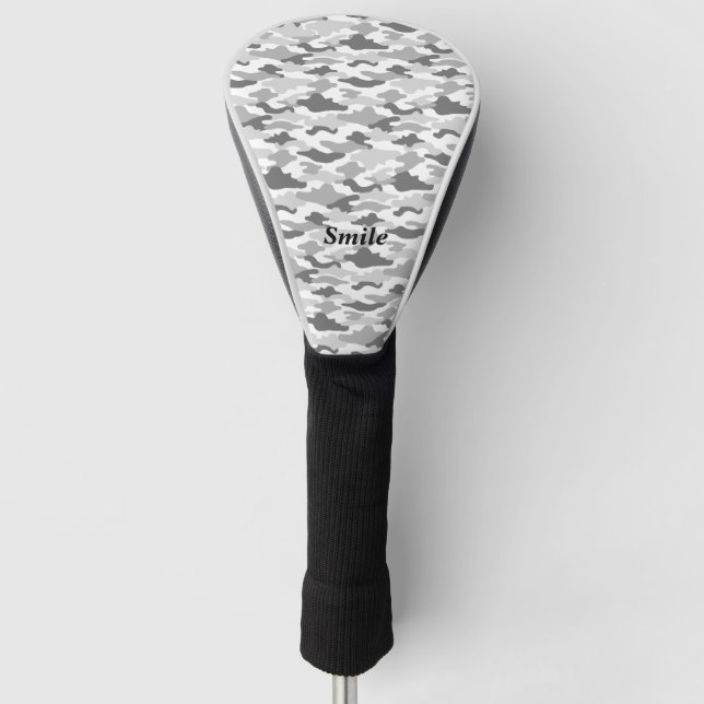 Text Custom Camouflage (White) Golf Head Cover (Front)