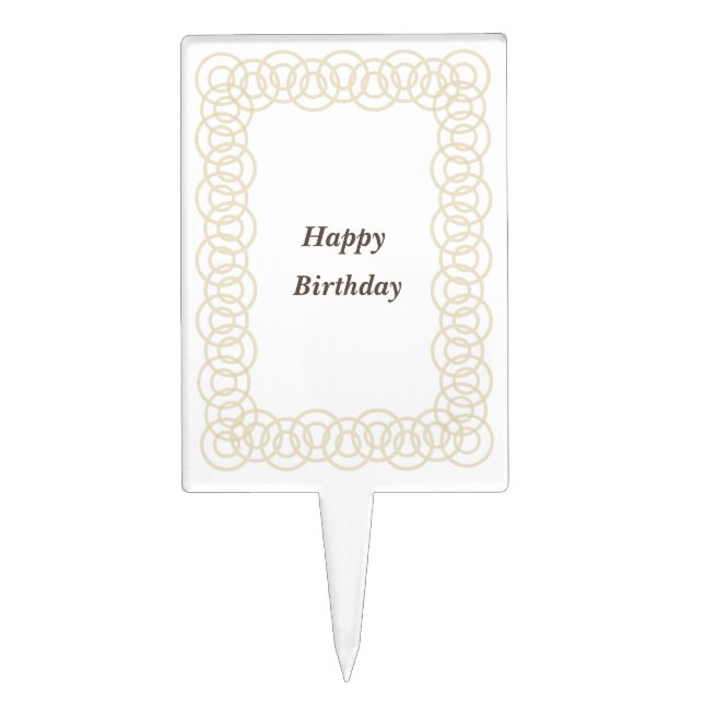 Text Custom Circle White Cake Topper (Front)