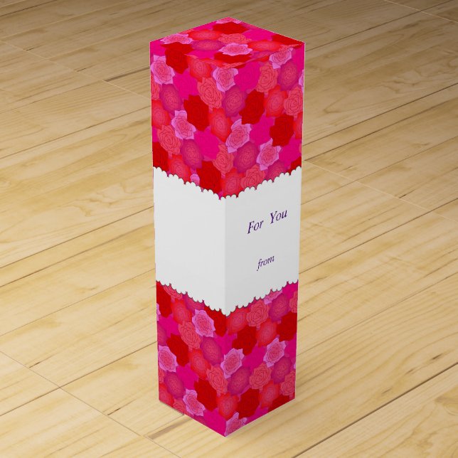 Text Custom Rose (Feminine) Wine Gift Box (Front)