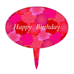 Text Custom Rose Pink Cake Topper