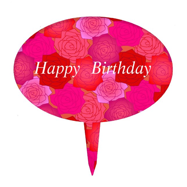Text Custom Rose Pink Cake Topper (Front)