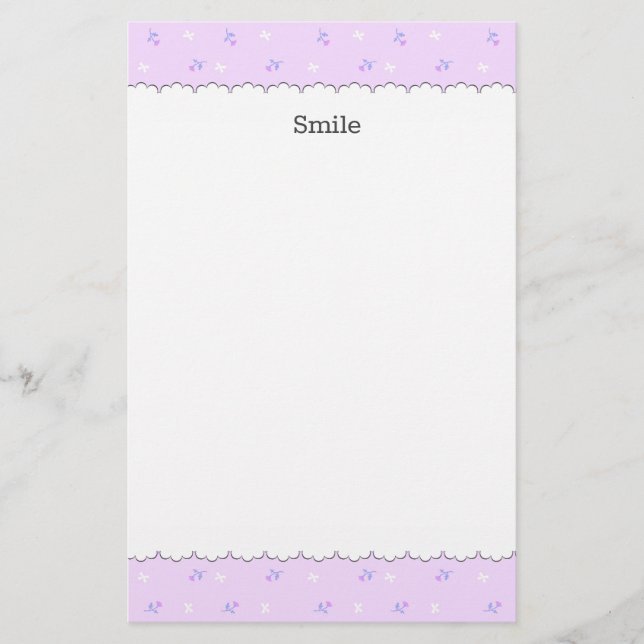 Text Custom Rose & Ribbon (Pink) Stationery (Front)