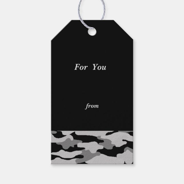 Text Customization Camo Black Gift Tag (Front)