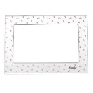 Text Customization Field Rose White Magnet Frame