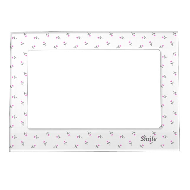 Text Customization Field Rose White Magnet Frame (Front)