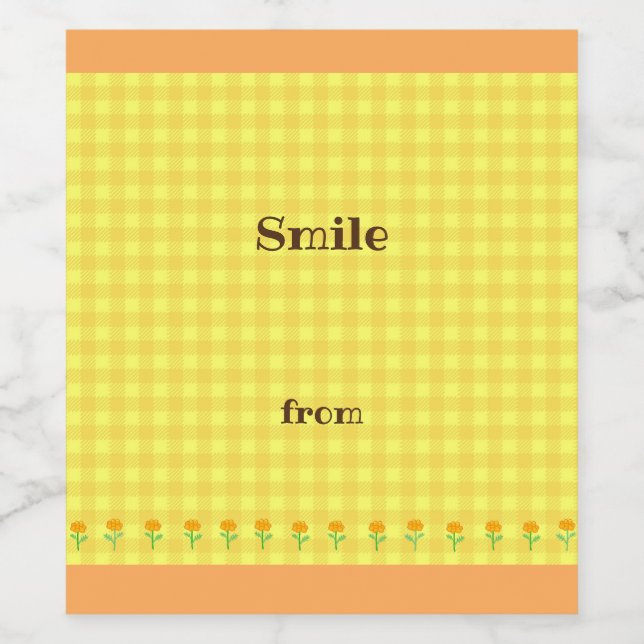 Text Customization Marie Gold Check Yellow Wine La Label (Single Label)