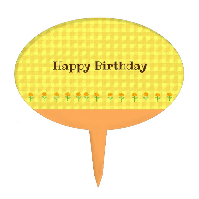 Text Customization Marie Gold Orange Cake Topper (Front)