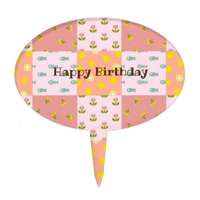 Text Customization Patch Orange Cake Topper (Front)