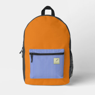 Text Customization Sustainable Life Orange Blue St Printed Backpack