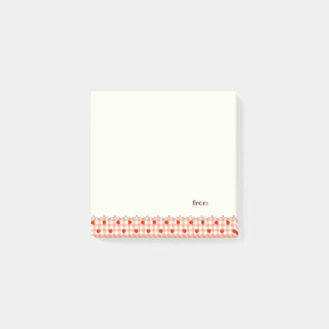 Text Customize Strawberry Check Orange Post-it Notes (Front)