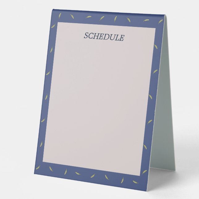 Text Customized Feather Blue Table Tent (Front)