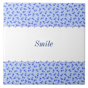 Text Customized Rose Blue Tiles