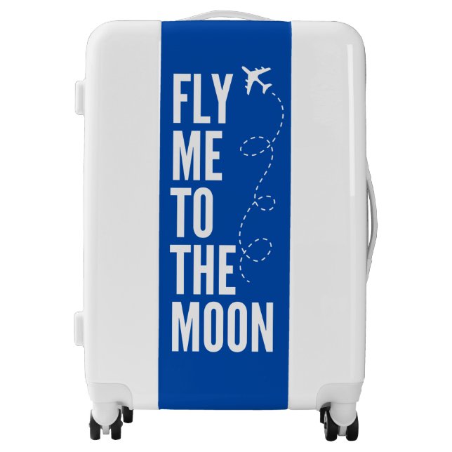 Text Dark Blue White Airplane Suitcase (Front)