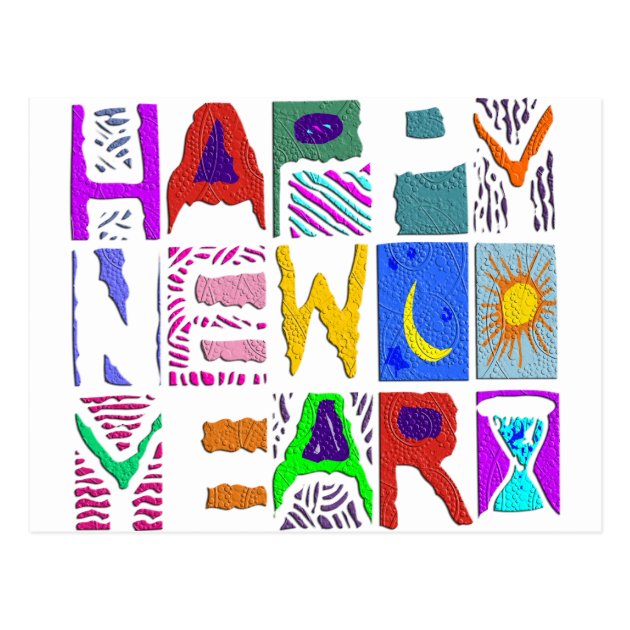 Text Design "Happy New Year" Postcard