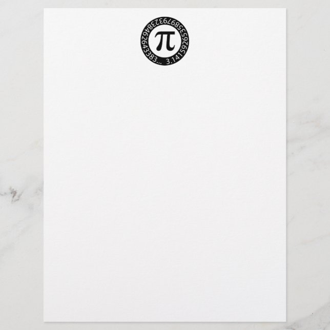 TEXT DESIGN Pi Number  Mathematical symbol Letterhead (Front)