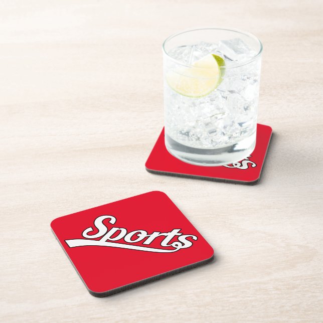Text Design: SPORTS white + your own text & ideas Coaster (Right Side)