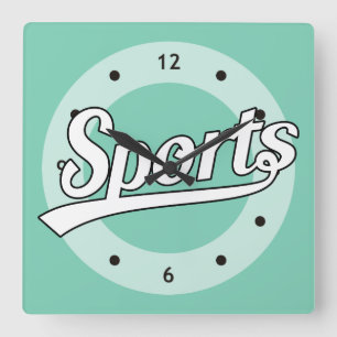 Text Design: SPORTS white + your own text & ideas Square Wall Clock