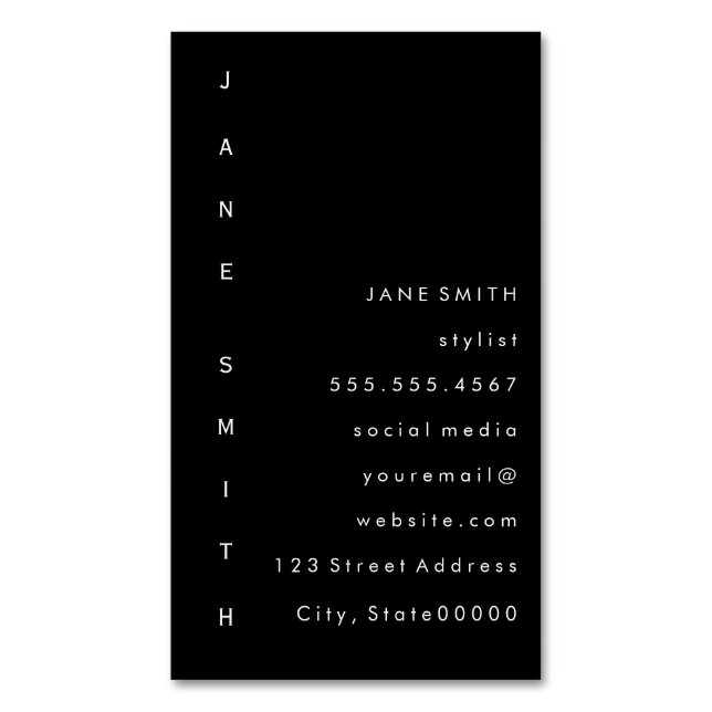 Text Design Vertical Business Card Magnet (Front Vertical)