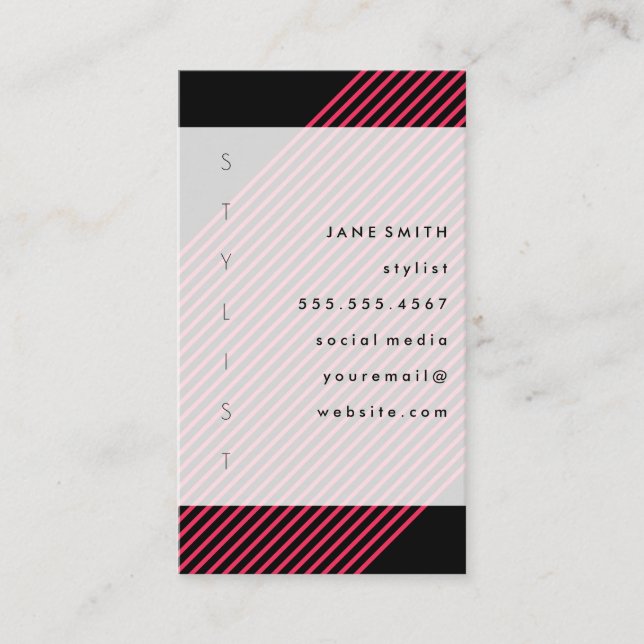 Text Design Vertical with Stripes Business Card (Front)